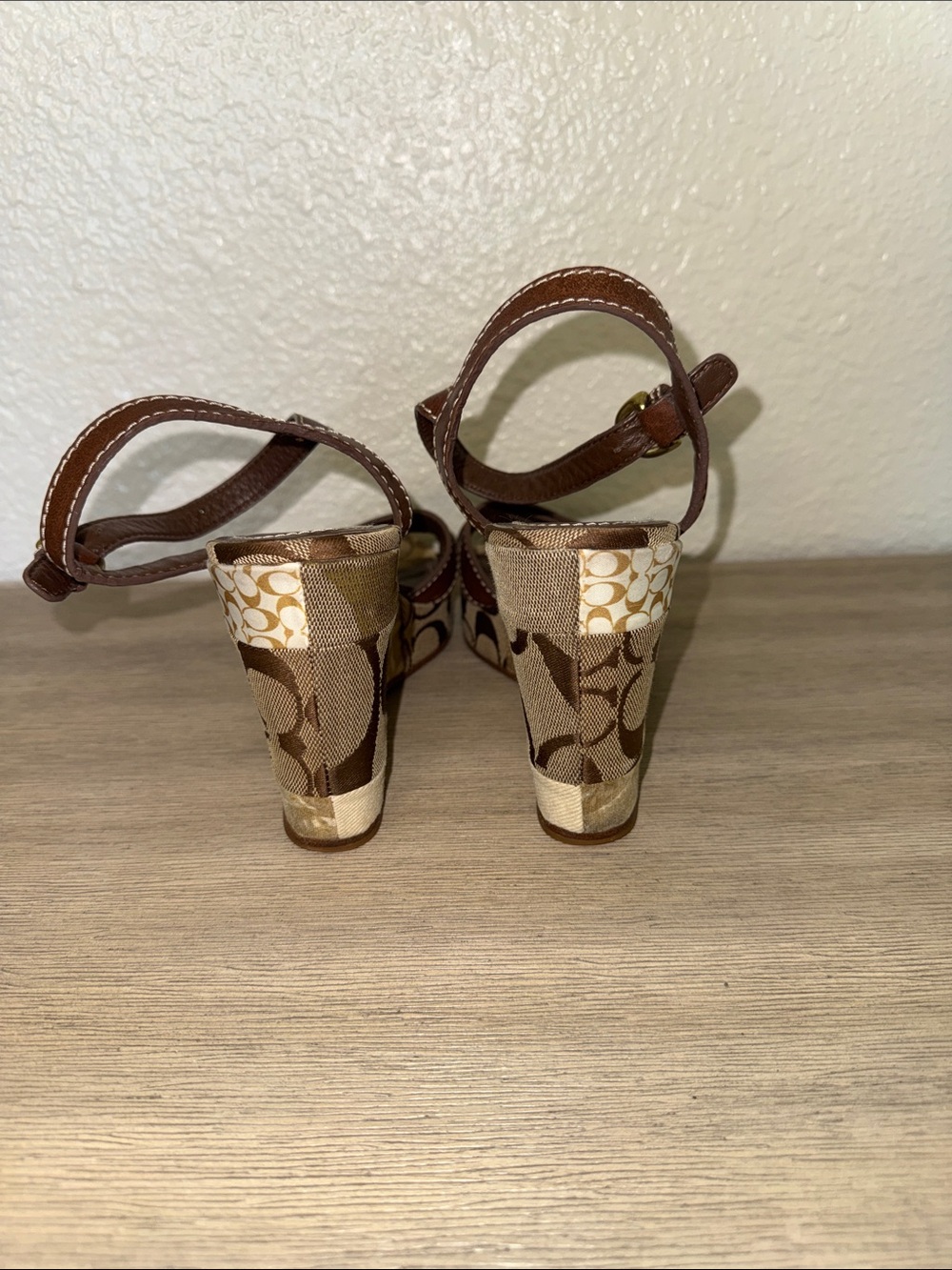 Coach Alina Holliday Patchwork Brown Leather Wedge Sandals Vintage 2006 - Picture 5 of 7
